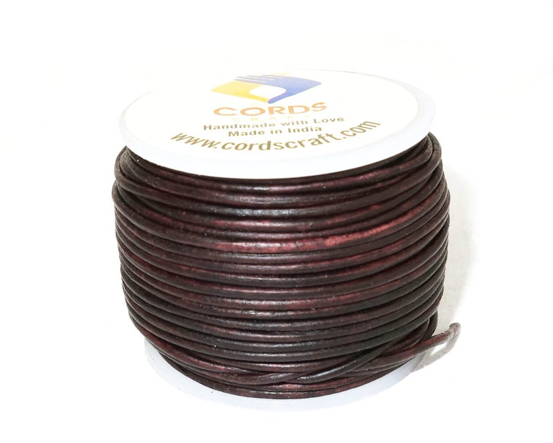 Cords Craft 1.5mm Round Leather Cord Dark Brown Distressed Genuine | Trending Boho Jewelry Making Macrame, Bracelets, Necklaces,Braiding, Chunky Wraps | 20 Meters Spool - Image 4